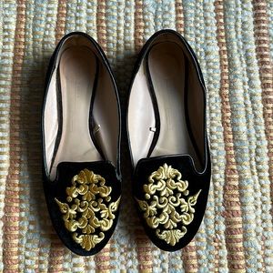 Vintage Zara Woman embellished suede-feel loafer